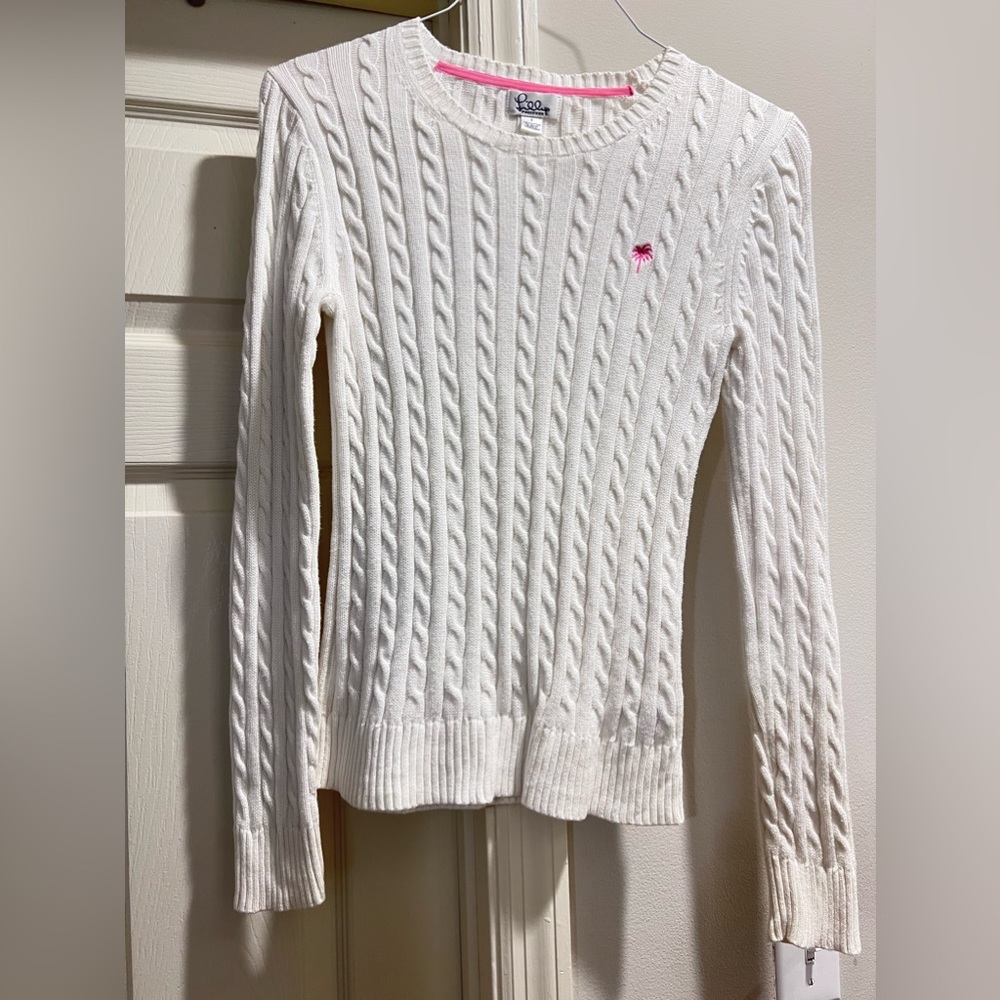 Lilly Pulitzer White Cable Knit Sweater | Small